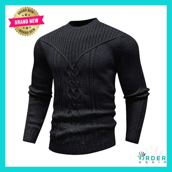 Other - Classic Cable Knit Pullover Sweater Cozy Winter Minimal Chic Menswear